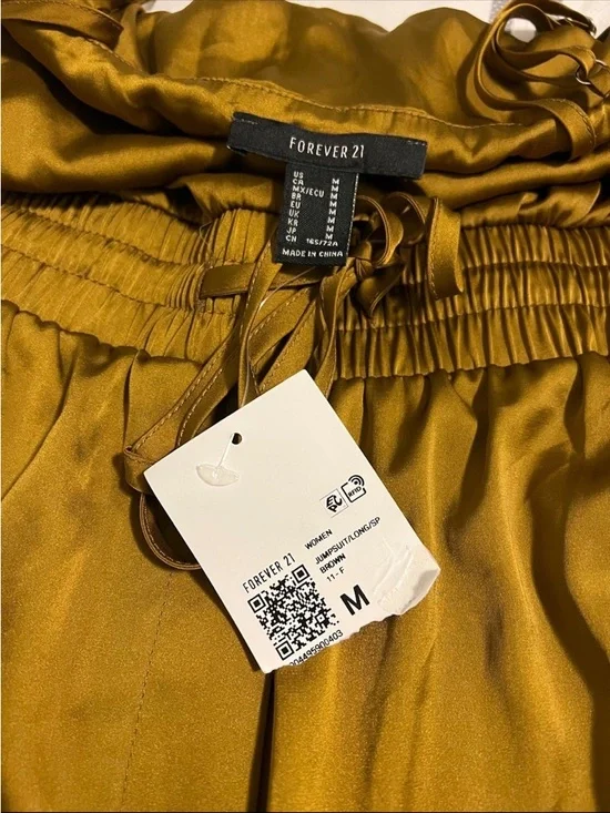Forever 21 Satin Paperbag Jogger Jumpsuit - Mustard Gold - Picture 4 of 5